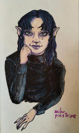 pretty anthropomorphic bat in a turtleneck